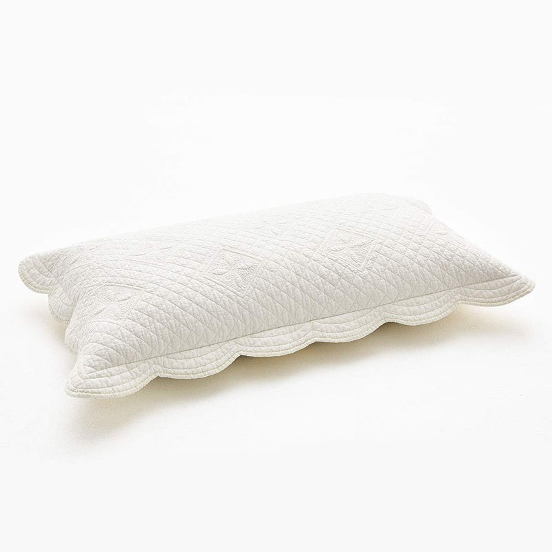 Calla Angel Sage Garden Luxury Pure Cotton Matelasse Quilted Pillow Sham, King Pillow, 20x36, Ivory - Image 2